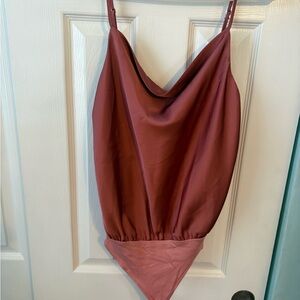 Francesca's Collections Mauve/Rose Cowl Neck Bodysuit